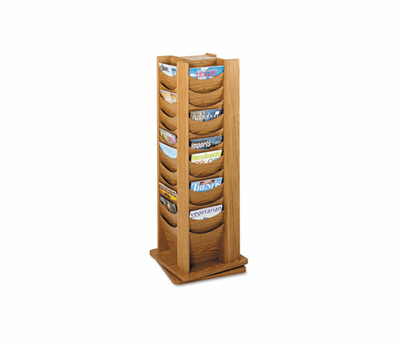 SAF4335MO Rotary Display, 48 Compartments, 17-3/4w x 17-3/4d x 49-1/2h, Medium Oak By SAFCO PRODUCTS