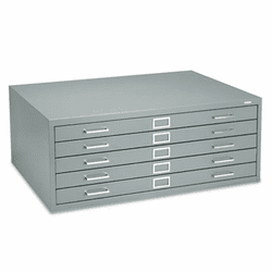 SAF4994GRR Five-Drawer Steel Flat File, 40-3/8w x 29-3/8d x 16-1/2h, Gray By SAFCO PRODUCTS