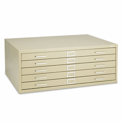 SAF4994TSR Five-Drawer Steel Flat File, 40-3/8w x 29-3/8d x 16-1/2h, Tropic Sand By SAFCO PRODUCTS
