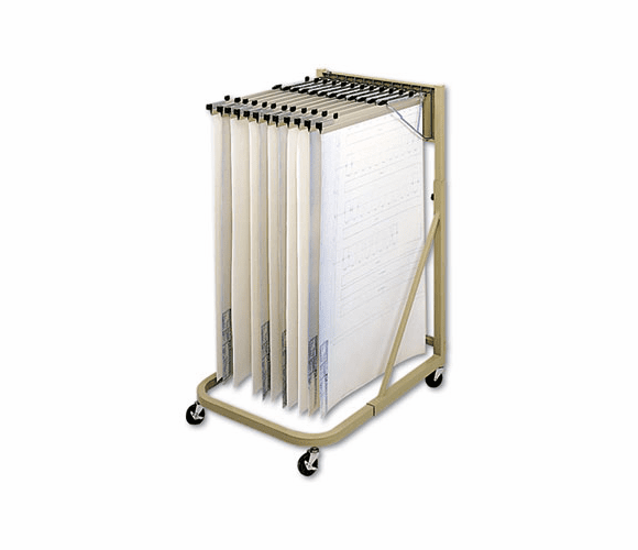 SAF5026 Steel Sheet File Mobile Stand, 12 Hanging Clamps, 27w x 37-1/2d x 61-5/8h, Sand By SAFCO PRODUCTS