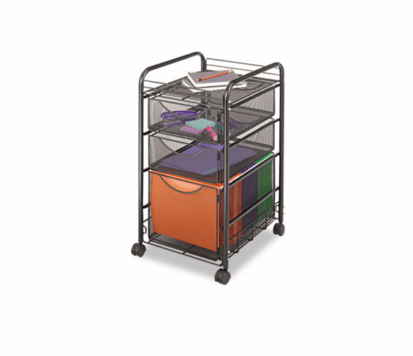 SAF5213BL Onyx Mesh Mobile File w/Two Supply Drawers, 15-1/2w x 17d x 27h, Black By SAFCO PRODUCTS