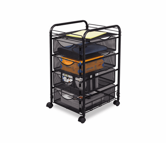 SAF5214BL Onyx Mesh Mobile File w/Four Supply Drawers, 15-3/4w x 17d x 27h, Black By SAFCO PRODUCTS