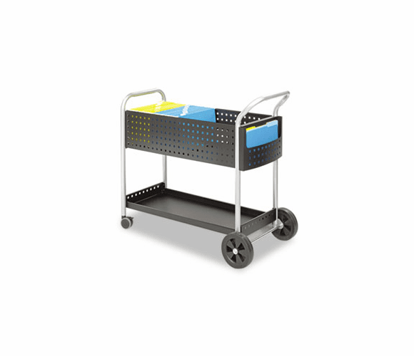 SAF5239BL Scoot Mail Cart, 1-Shelf, 22-1/2w x 39-1/2d x 40-3/4h, Black/Silver By SAFCO PRODUCTS