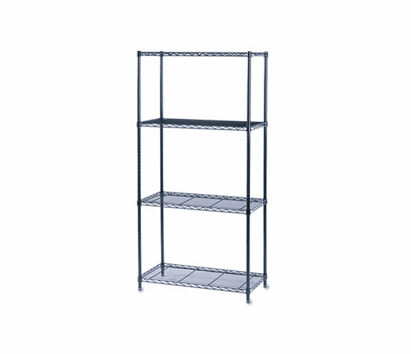 SAF5276BL Commercial Wire Shelving, 4 Shelves, 36w x 18d x 72h, Black By SAFCO PRODUCTS