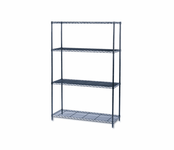 SAF5291BL Industrial Wire Shelving Starter Kit, 4 Shelves, 48w x 18d x 72h, Black By SAFCO PRODUCTS