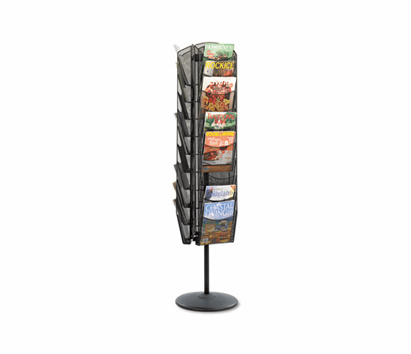SAF5577BL Onyx Mesh Rotating Magazine Display, 30 Compartments, 16-1/2w x 66h, Black By SAFCO PRODUCTS