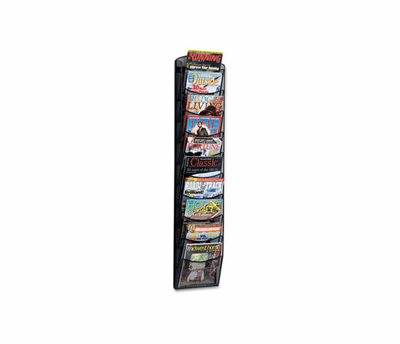 SAF5579BL Mesh Literature Rack, 10 Compartments, 10-1/4w x 3-1/2d x 50-3/4h, Black By SAFCO PRODUCTS