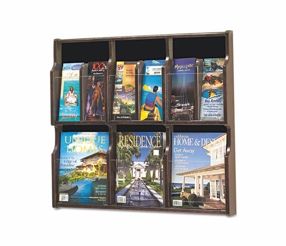 SAF5703MH Expose Adj Magazine/Pamphlet 6-Pocket Display, 29-3/4 x 2-1/2 x 26-1/4, Mahogany By SAFCO PRODUCTS