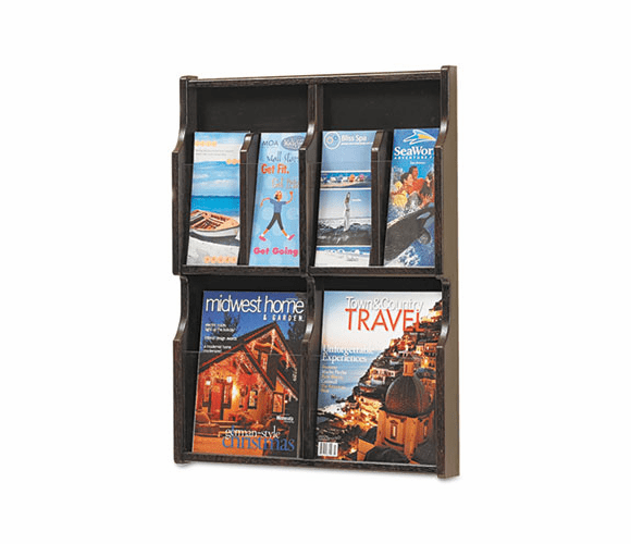 SAF5710OB Expose Literature Display, 20-1/4w x 2-1/2d x 26h, Light Oak/Black By SAFCO PRODUCTS