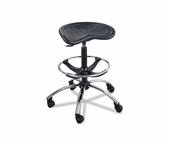SAF6660BL Sit-Star Stool with Footring & Caster, 27-36h Seat, Black/Chrome By SAFCO PRODUCTS