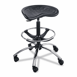 SAF6660BL Sit-Star Stool with Footring & Caster, 27”-36h Seat, Black/Chrome By SAFCO PRODUCTS