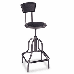 SAF6664 Diesel Industrial Stool w/Back, High Base, Black Leather Seat/Back Pad By SAFCO PRODUCTS