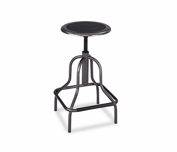 SAF6665 Diesel Backless Industrial Stool, High Base, Black Leather Seat By SAFCO PRODUCTS