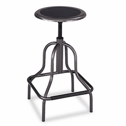 SAF6665 Diesel Backless Industrial Stool, High Base, Black Leather Seat By SAFCO PRODUCTS