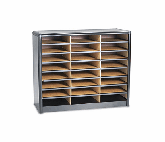 SAF7111BL Steel/Fiberboard Literature Sorter, 24 Sections, 32 1/4 x 13 1/2 x 25 3/4, Black By SAFCO PRODUCTS