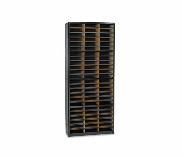 SAF7131BL Steel/Fiberboard Literature Sorter, 72 Sections, 32 1/4 x 13 1/2 x 75, Black By SAFCO PRODUCTS