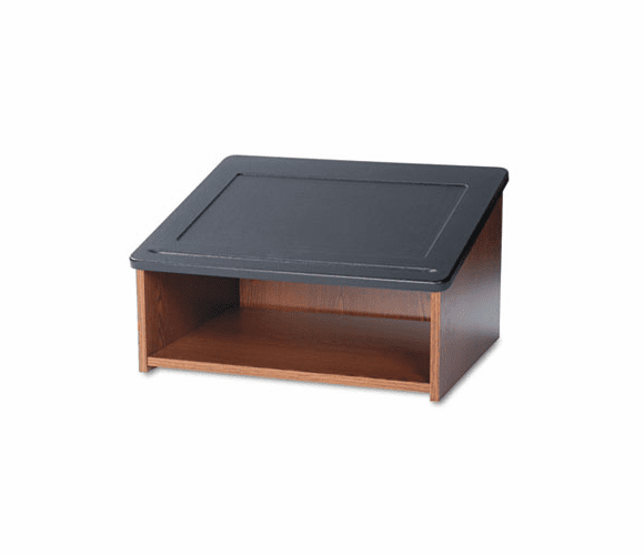 SAF8916MO Tabletop Lectern, 24w x 18-1/2d x 13-3/4h, Medium Oak/Black By SAFCO PRODUCTS