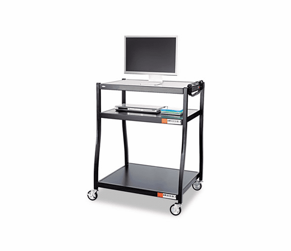 SAF8930BL Wide Base AV Cart, 3-Shelf, 35w x 28d x 54-1/2h, Black By SAFCO PRODUCTS