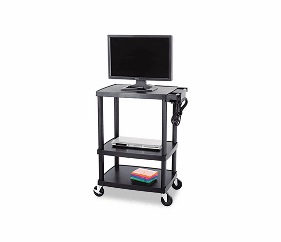 SAF8933BL Multimedia Cart, 3-Shelf, 27-3/4w x 18-1/2d x 32-1/2h, Black By SAFCO PRODUCTS