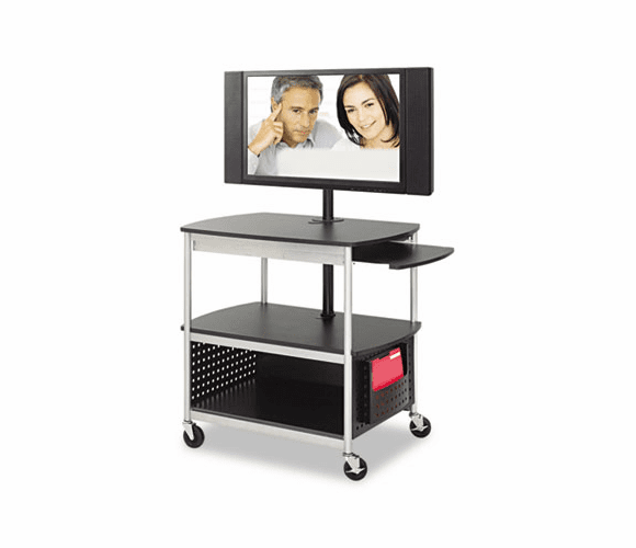 SAF8940BL Scoot Flat Panel Multimedia Cart, 3-Shelf, 39-1/2w x 27d x 38-1/4h, Black By SAFCO PRODUCTS