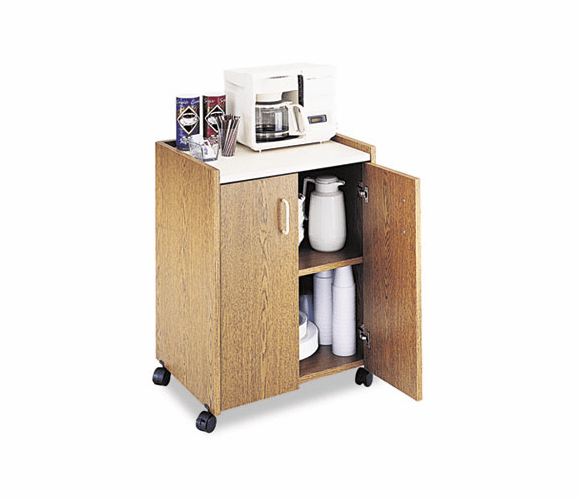 SAF8953MO Mobile Refreshment Center, 1-Shelf, 23w x 18d x 31h, Medium Oak/White By SAFCO PRODUCTS