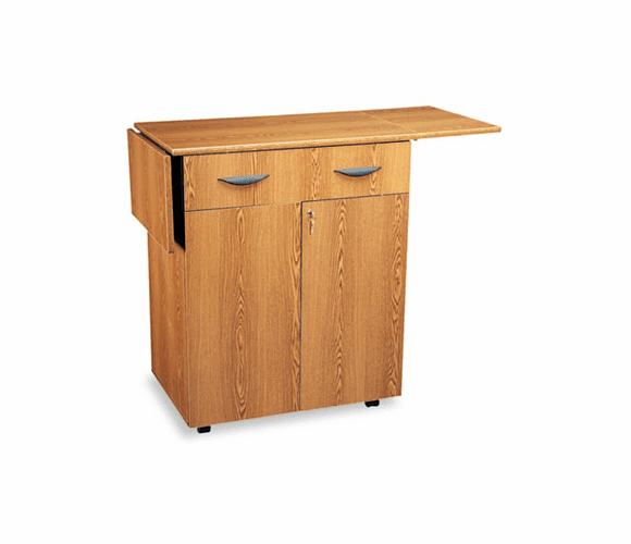 SAF8962MO Hospitality Service Cart, 1-Shelf, 32-1/2w x 20-1/2d x 38-3/4h, Medium Oak By SAFCO PRODUCTS