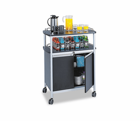 SAF8964BL Mobile Beverage Cart, 33-1/2w x 21-3/4d x 43h, Black By SAFCO PRODUCTS