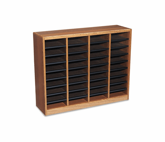 SAF9321MO Wood/Fiberboard E-Z Stor Sorter, 36 Sections, 40 x 11 3/4 x 32 1/2, Medium Oak By SAFCO PRODUCTS