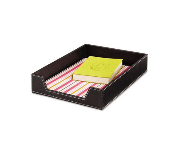 SAF9391BL Desk Tray, Single Tier, Leather Look, Letter, Black By SAFCO PRODUCTS