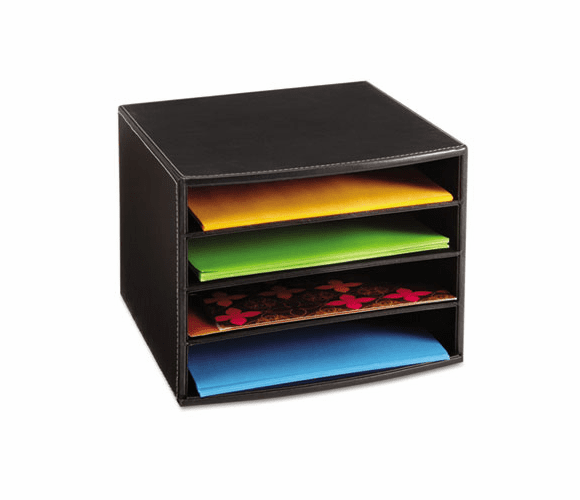 SAF9392BL Four-Section Desktop Sorter, 10 1/4" x 10 1/4" x 7 1/2", Black By SAFCO PRODUCTS