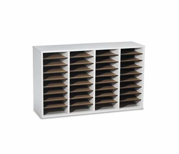 SAF9424GR Wood/Laminate Literature Sorter, 36 Sections, 39 3/8 x 11 3/4 x 24, Gray By SAFCO PRODUCTS