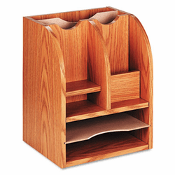 SAF9425MO Radius Front Corner Organizer, Eight Sections, 13 1/4 x 11 x 16 1/2, Oak By SAFCO PRODUCTS