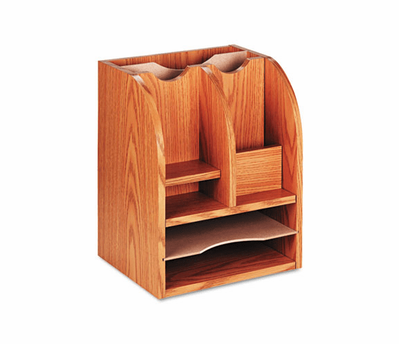 SAF9425MO Radius Front Corner Organizer, Eight Sections, 13 1/4 x 11 x 16 1/2, Oak By SAFCO PRODUCTS