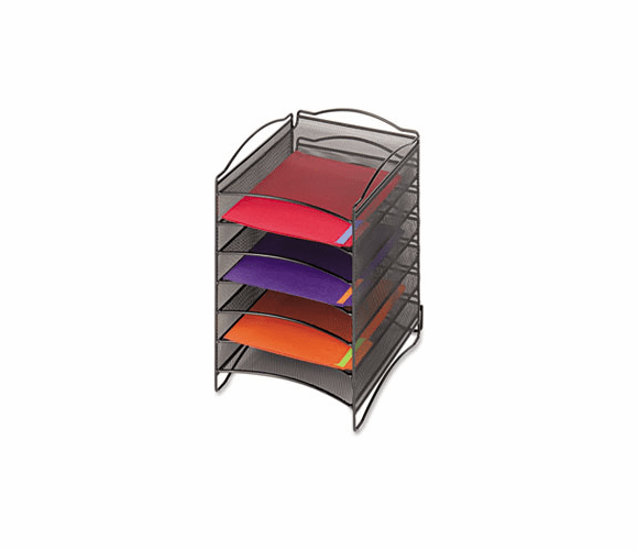 SAF9431BL Onyx Steel Mesh Lliterature Sorter, Six Compartments, Black By SAFCO PRODUCTS