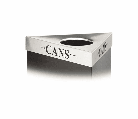 SAF9560CZ Trifecta Waste Receptacle Lid, Laser Cut "CANS" Inscription, Stainless Steel By SAFCO PRODUCTS