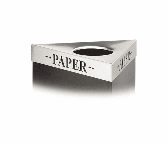 SAF9560PA Trifecta Waste Receptacle Lid, Laser Cut "PAPER" Inscription, Stainless Steel By SAFCO PRODUCTS