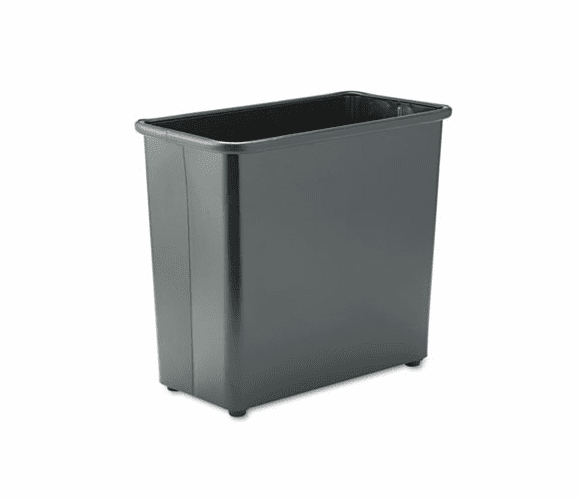 SAF9616BL Fire-Safe Wastebasket, Rectangular, Steel, 27 1/2 qt, Black By SAFCO PRODUCTS