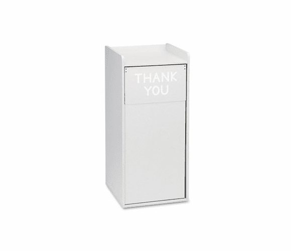 SAF9729GR Push Door Waste Receptacle w/Tray Holder, Square, Wood, 36 gal, Gray By SAFCO PRODUCTS