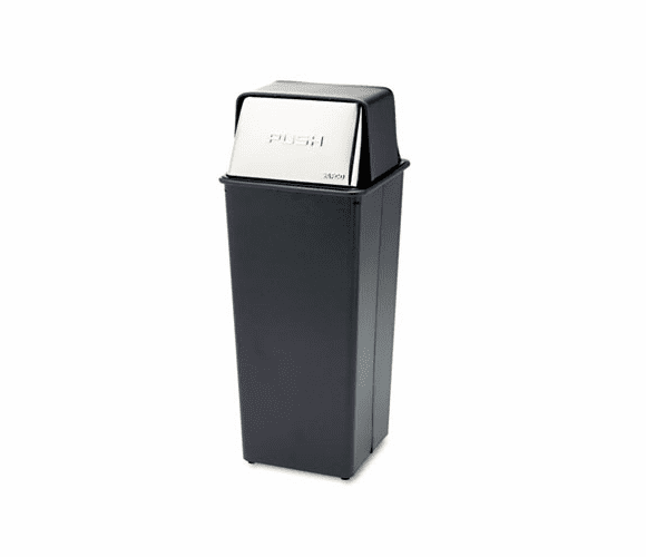 SAF9893 Reflections Fire-Safe Push Top Receptacle, Square, Steel, 21 gal, Black/Chrome By SAFCO PRODUCTS