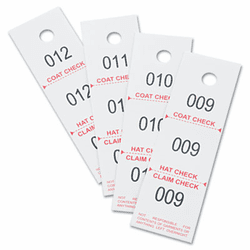 SAF4249NC Three-Part Coat Room Checks, Paper, 1 1/2 x 5, White, 500/Box By SAFCO PRODUCTS