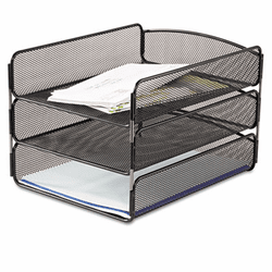 SAF3271BL Desk Tray, Three Tiers, Steel Mesh, Letter, Black By SAFCO PRODUCTS