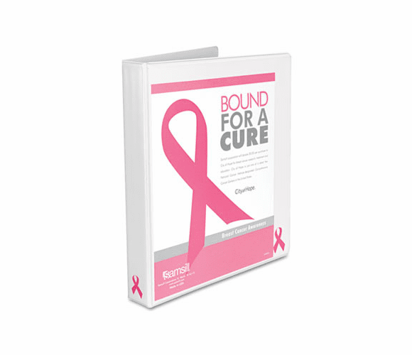 SAM10050 Breast Cancer Awareness View Binder, 1" Capacity, White By SAMSILL CORPORATION
