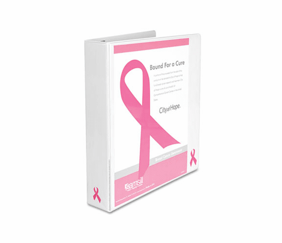 SAM10052 Breast Cancer Awareness View Binder, 1-1/2" Capacity, White By SAMSILL CORPORATION