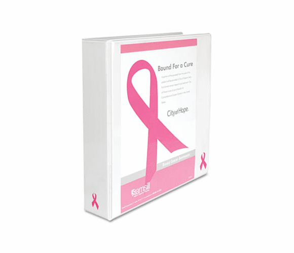 SAM10054 Breast Cancer Awareness View Binder, 2" Capacity, White By SAMSILL CORPORATION