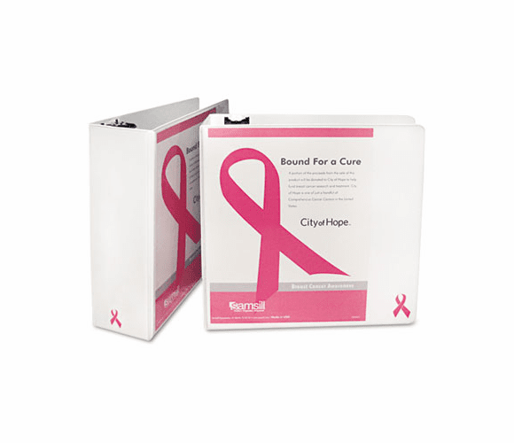 SAM10058 Breast Cancer Awareness View Binder, 4" Capacity, White By SAMSILL CORPORATION