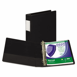 SAM16350 Clean Touch Antimicrobial Locking D-Ring Binder, 11 x 8-1/2, 1-1/2" Cap, Black By SAMSILL CORPORATION