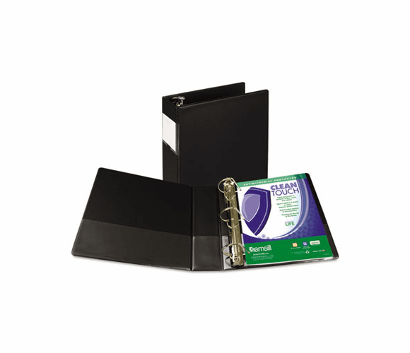 SAM16380 Clean Touch Antimicrobial Locking D-Ring Binder, 11 x 8-1/2, 3" Capacity, Black By SAMSILL CORPORATION