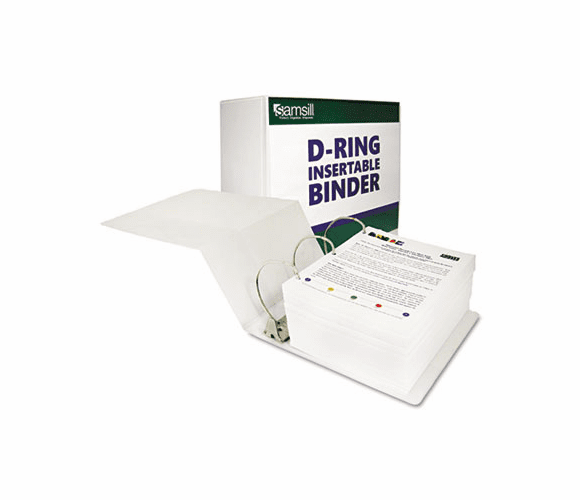 SAM16427 Nonstick D-Ring View Binder, 11 x 8-1/2, 6" Capacity, White By SAMSILL CORPORATION