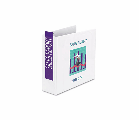 SAM16497 Nonstick D-Ring View Binder, 11 x 8-1/2, 4" Capacity, White By SAMSILL CORPORATION