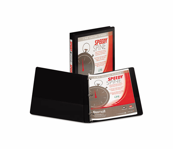 SAM18110C Speedy Spine Round Ring View Binder, 11 x 8-1/2, 1/2" Capacity, Black By SAMSILL CORPORATION